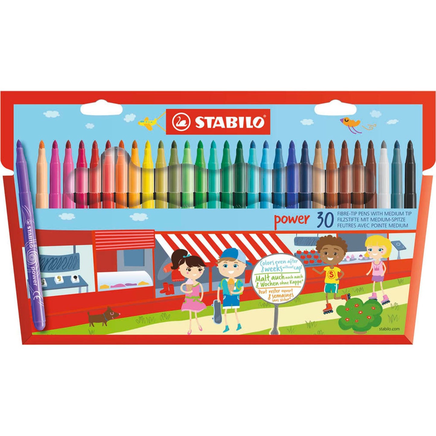 STABILO power Filzstifte farbsortiert | 280/30-01 | 1 Pack = 30 St.