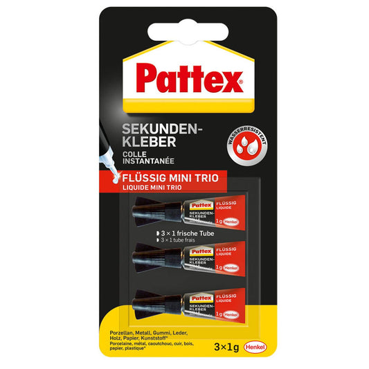 Pattex Sekundenkleber 3x 1,0 g | 9H PSMT3 | 1 Pack = 3 St.