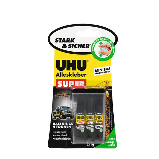 UHU SUPER Mini's Alleskleber 3 x 1,0 g | 44305 | 1 Pack = 3 St.