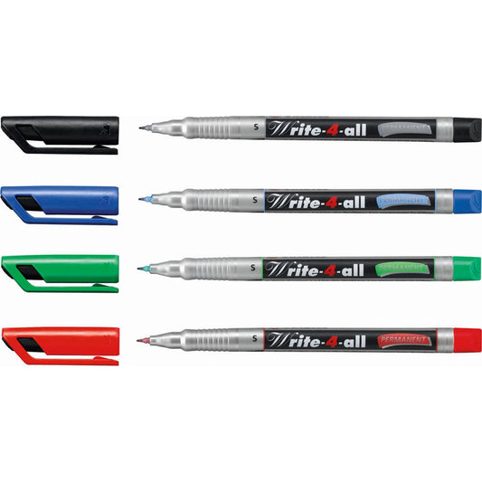 STABILO Write-4-all Permanentmarker farbsortiert 0,4 cm | 166/4 | 1 Pack = 4 St.