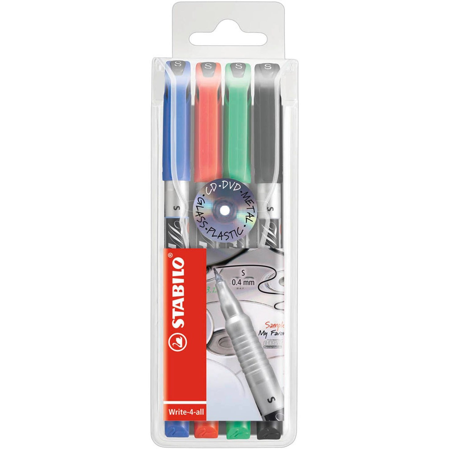 STABILO Write-4-all Permanentmarker farbsortiert 0,4 cm | 166/4 | 1 Pack = 4 St.