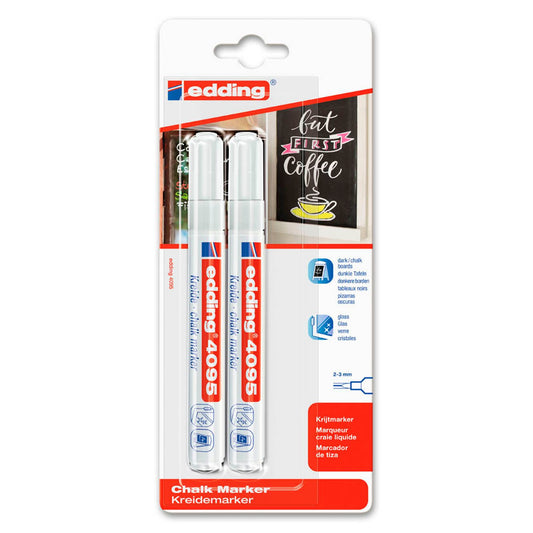 edding 4095 Kreidemarker weiß 2,0 - 3,0 mm | 4-4095-2-1049 | 1 Pack = 2 St.