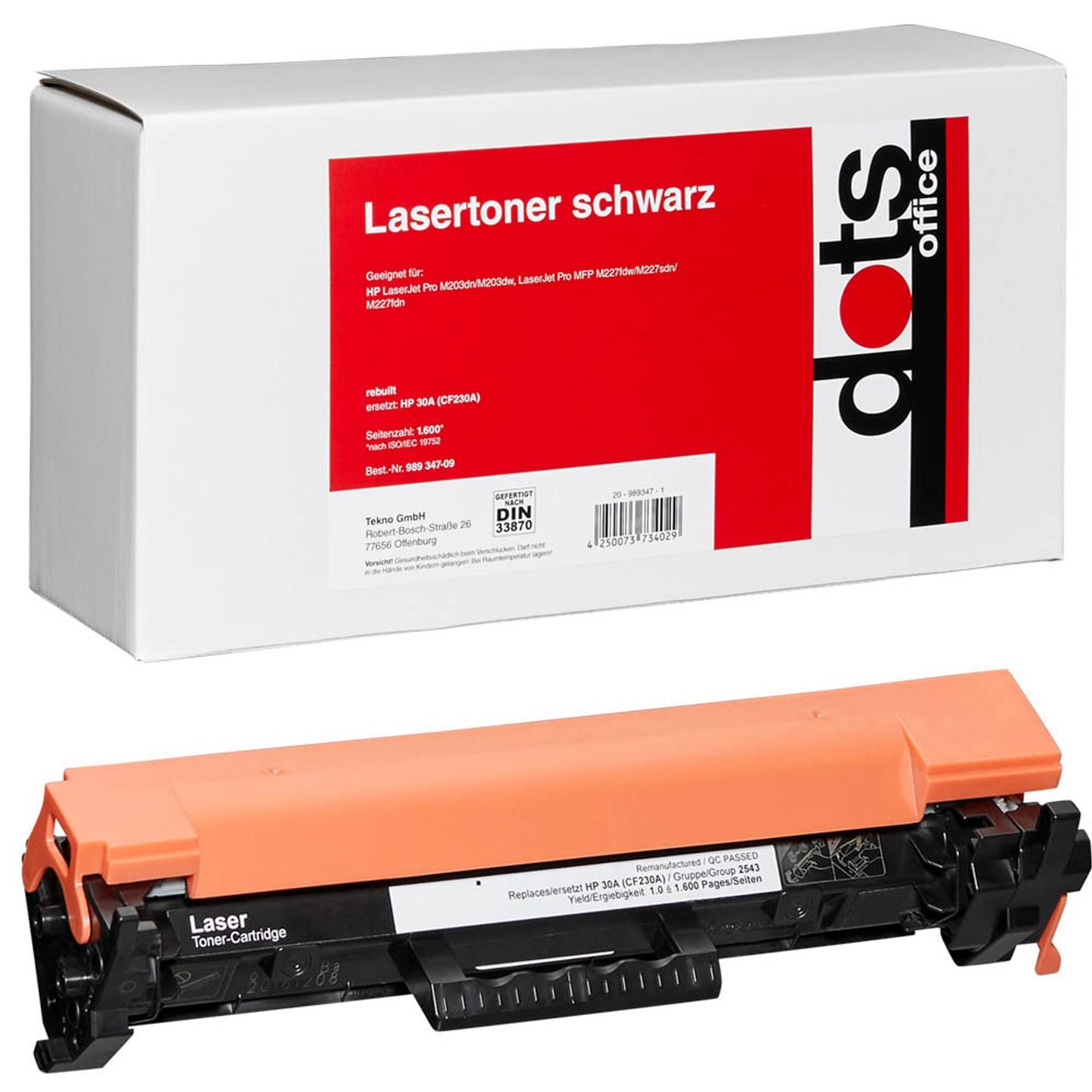 dots schwarz Toner kompatibel zu HP 30A (CF230A) | 2543,0000-DOTS