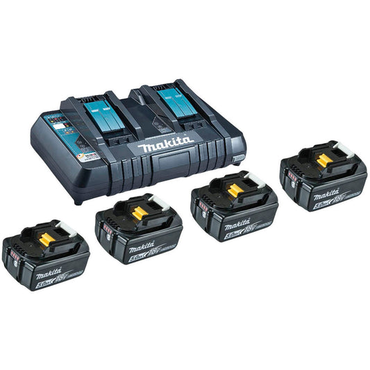 makita Werkzeugakkus mit Schnellladegerät Power Source Kit Lithium-Ionen 4x 5,0 Ah | 199483-0