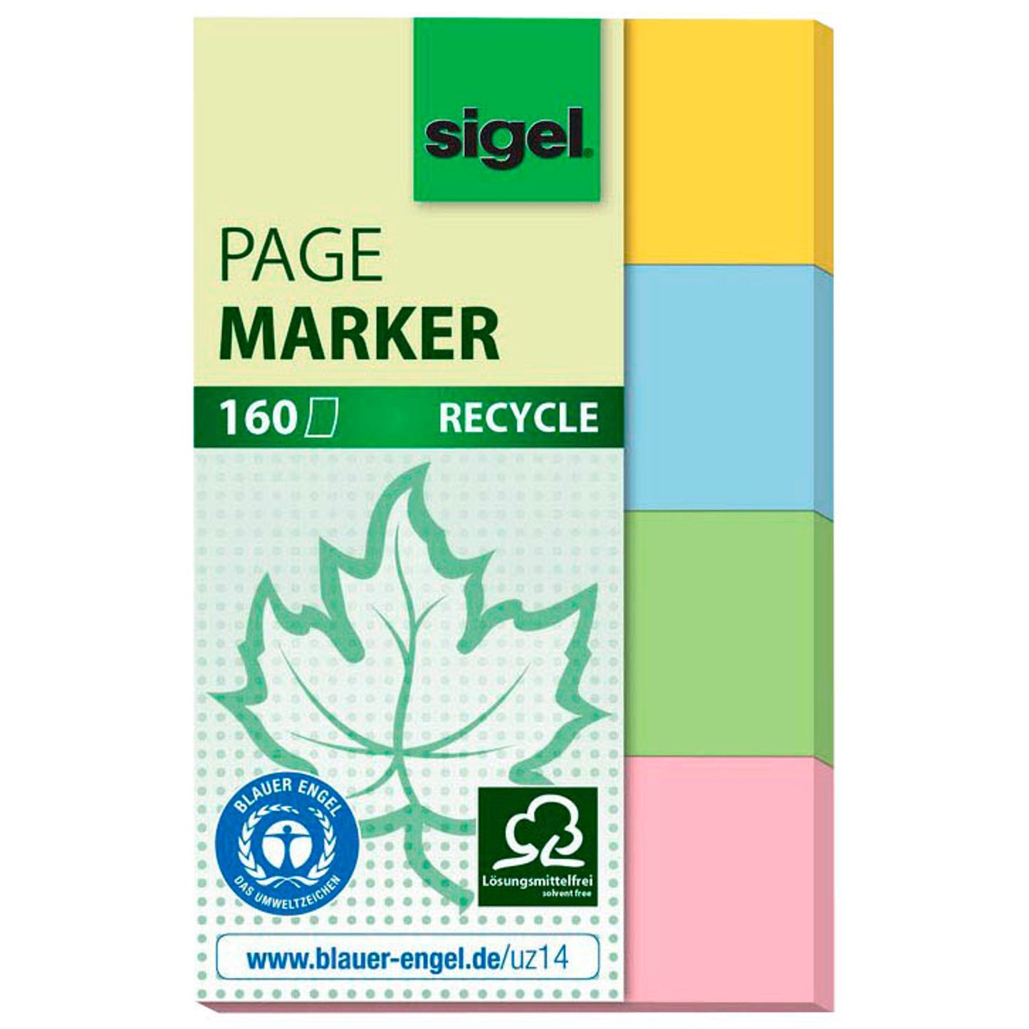SIGEL RECYCLE Haftmarker farbsortiert 4x 40 Streifen | HN604 | 1 Pack = 4x 40 Streifen