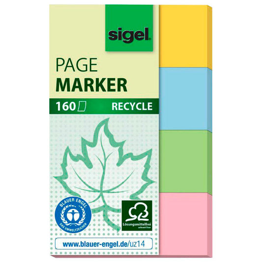 SIGEL RECYCLE Haftmarker farbsortiert 4x 40 Streifen | HN604 | 1 Pack = 4x 40 Streifen
