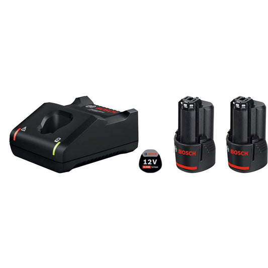 BOSCH Professional Werkzeugakkus mit Schnellladegerät Starter-Set Lithium-Ionen 2x 3,0 Ah | 1600A019RD