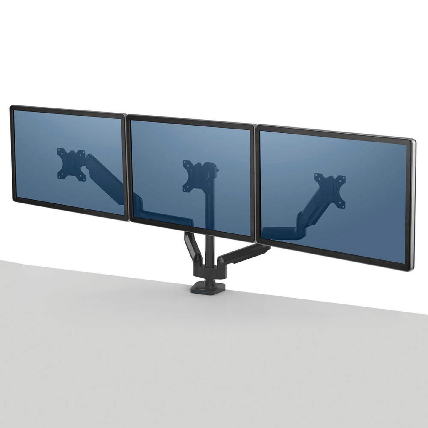 Fellowes Monitor-Halterung Platinum Series schwarz für 3 Monitore, Tischklemme, Tischbohrung | 8042601