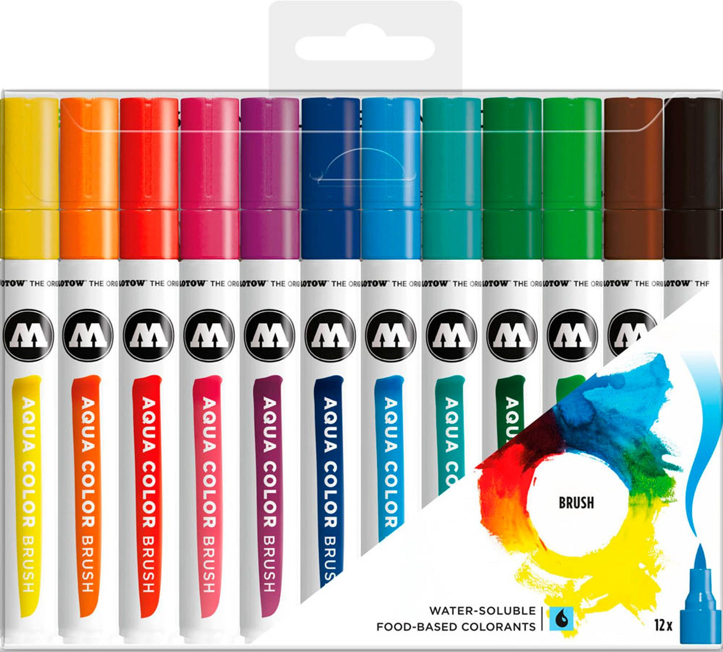 MOLOTOW Aqua Color Set  Brush-Pens farbsortiert, 12 St.