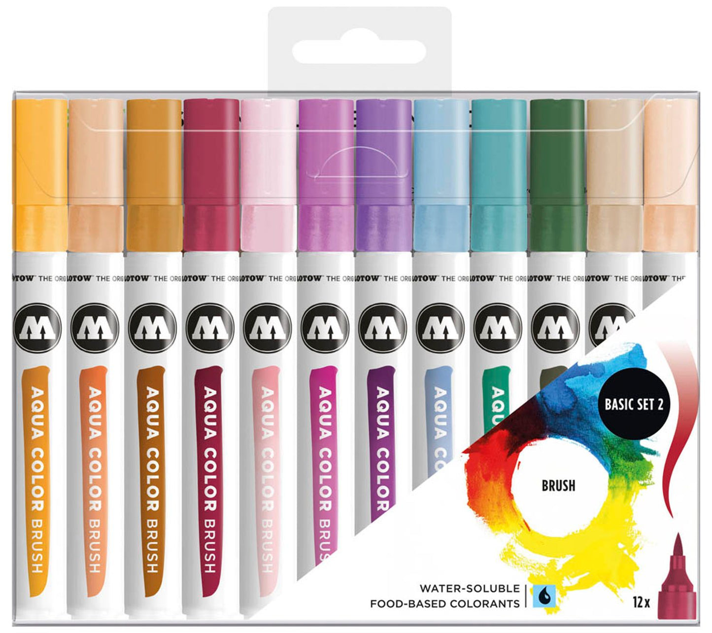 MOLOTOW Aqua Color Set  Brush-Pens farbsortiert, 12 St.