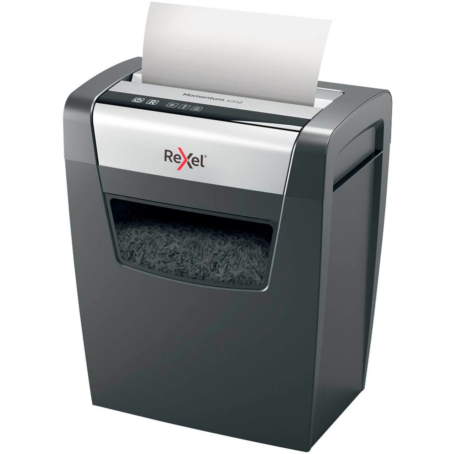 Rexel Momentum X312 Aktenvernichter mit Partikelschnitt P-3, 5 x 42 mm, bis , schwarz | 2104572EU