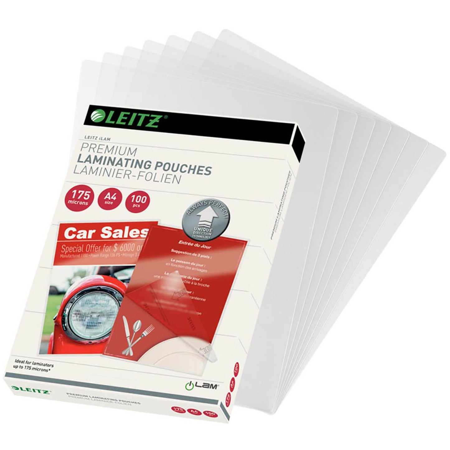100 LEITZ UDT Laminierfolien glänzend 175 micron