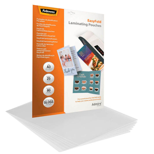 25 Fellowes Admire Easy Fold Laminierfolien glänzend für A 80 micron