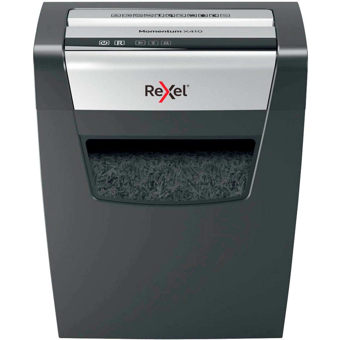 Rexel Momentum X410 Aktenvernichter mit Partikelschnitt P-4, 4 x 28 mm, bis , schwarz | 2104571EU