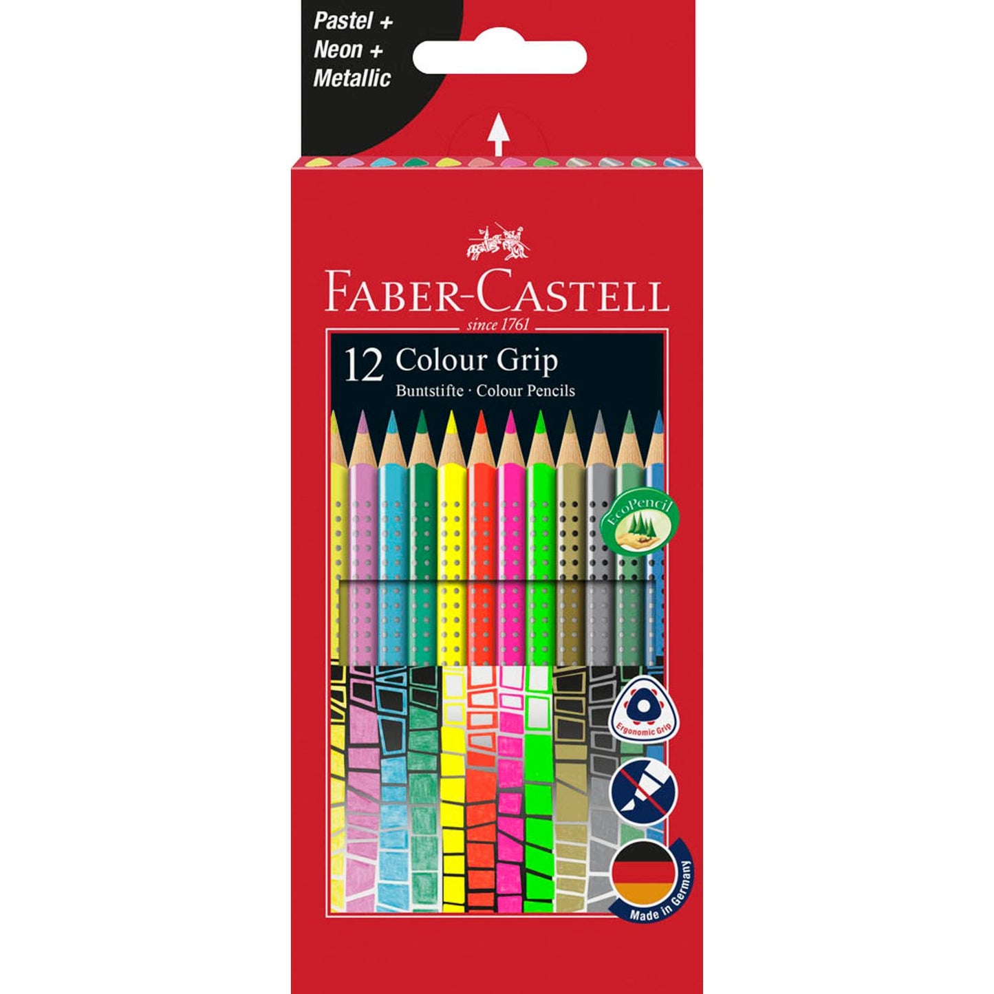 FABER-CASTELL Colour GRIP Buntstifte farbsortiert | 201569 | 1 Pack = 12 St.