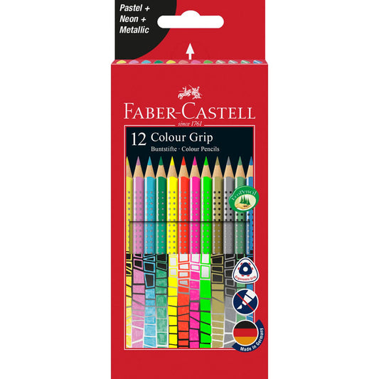 FABER-CASTELL Colour GRIP Buntstifte farbsortiert | 201569 | 1 Pack = 12 St.