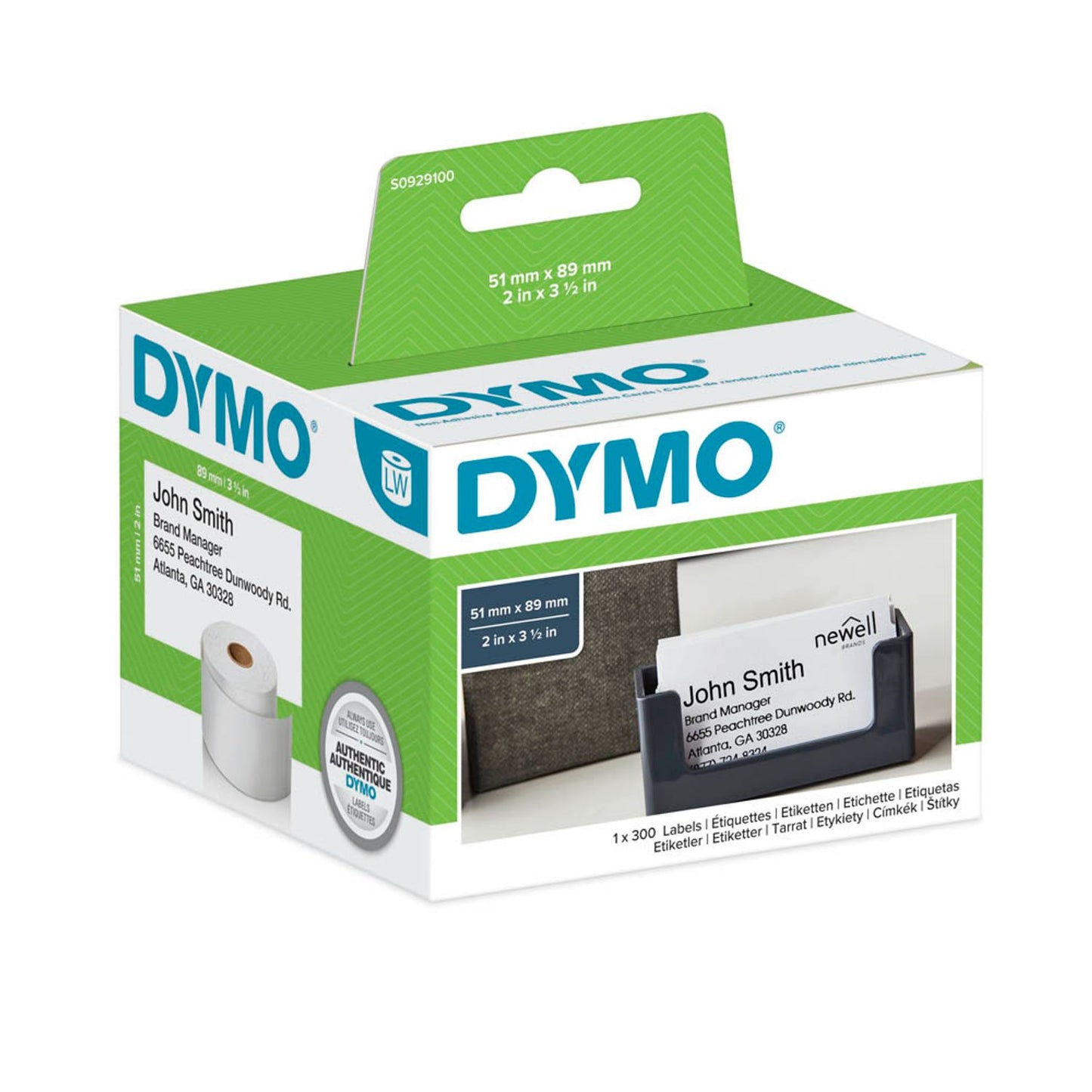 DYMO Etikettenrolle für Etikettendrucker weiß, 51,0 x 89,0 mm, 1 x 300 Etiketten | S0929100 | 1 Pack = 300 Etiketten