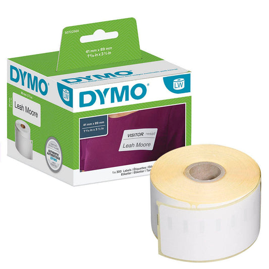 DYMO Etikettenrolle für Etikettendrucker weiß, 41,0 x 89,0 mm, 1 x 300 Etiketten | S0722560 | 1 Pack = 300 Etiketten