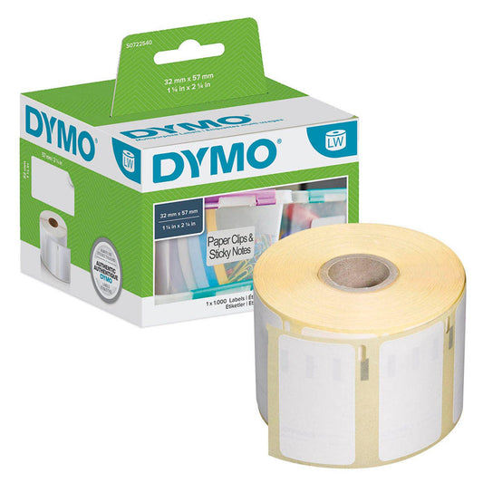 DYMO Etikettenrolle für Etikettendrucker weiß, 57,0 x 32,0 mm, 1 x 1000 Etiketten | S0722540 | 1 Pack = 1.000 Etiketten