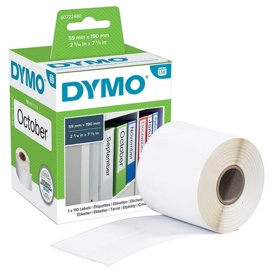 DYMO Etikettenrolle für Etikettendrucker weiß, 59,0 x 190,0 mm, 1 x 110 Etiketten | S0722480 | 1 Pack = 110 Etiketten