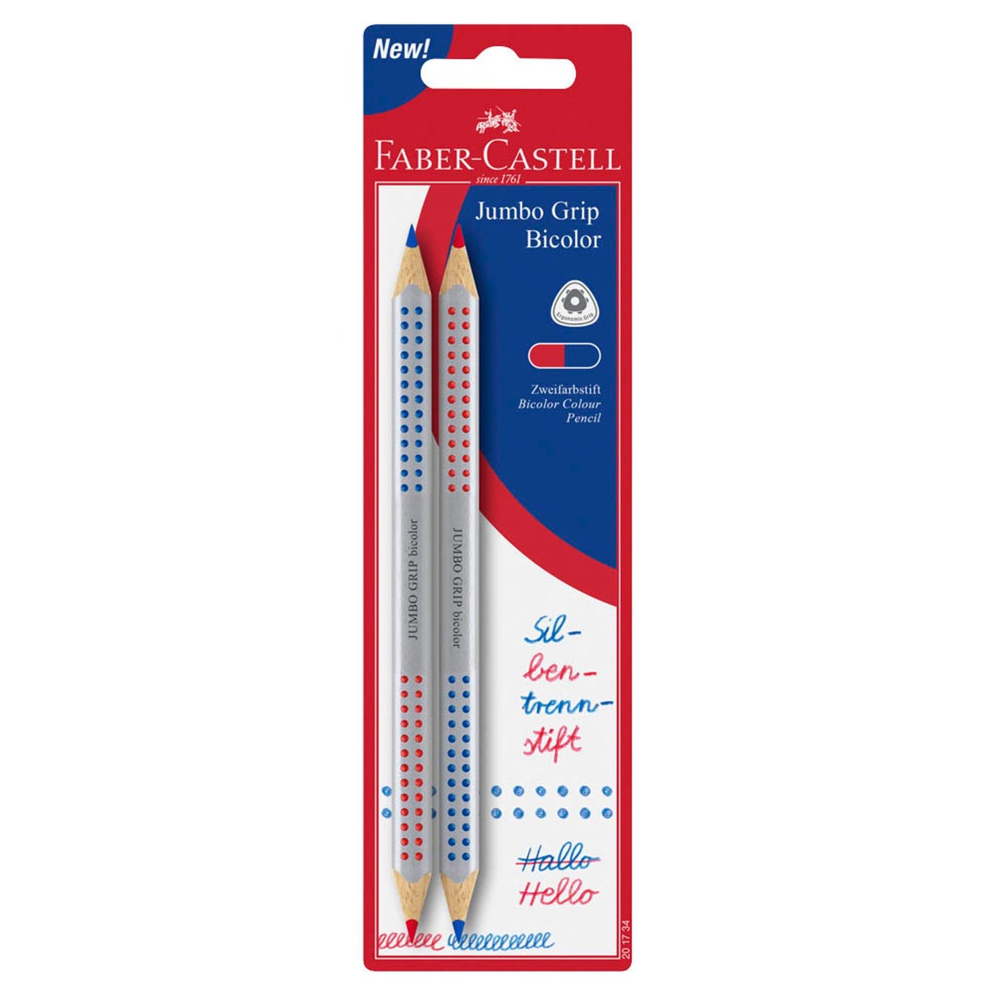 FABER-CASTELL Jumbo Grip Silbenstifte mehrfarbig | 201734 | 1 Pack = 2 St.