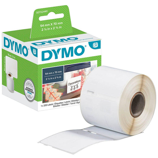 DYMO Etikettenrolle für Etikettendrucker weiß, 54,0 x 70,0 mm, 1 x 320 Etiketten | S0722440 | 1 Pack = 320 Etiketten