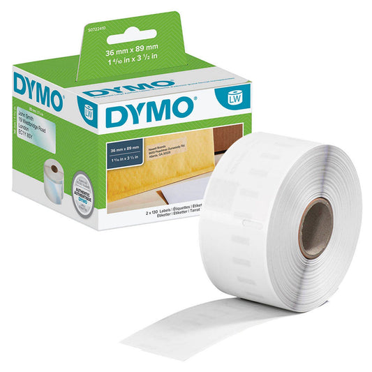 DYMO Etikettenrolle für Etikettendrucker transparent, 36,0 x 89,0 mm, 1 x 260 Etiketten | S0722410 | 1 Pack = 260 Etiketten