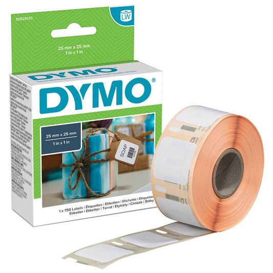 DYMO Etikettenrolle für Etikettendrucker weiß, 25,0 x 25,0 mm, 1 x 750 Etiketten | S0929120 | 1 Pack = 750 Etiketten