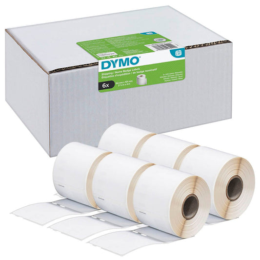 DYMO Etikettenrollen für Etikettendrucker S0722430 weiß, 54,0 x 101,0 mm, 6 x 220 Etiketten | 2093092 | 1 Pack = 6x 220 Etiketten