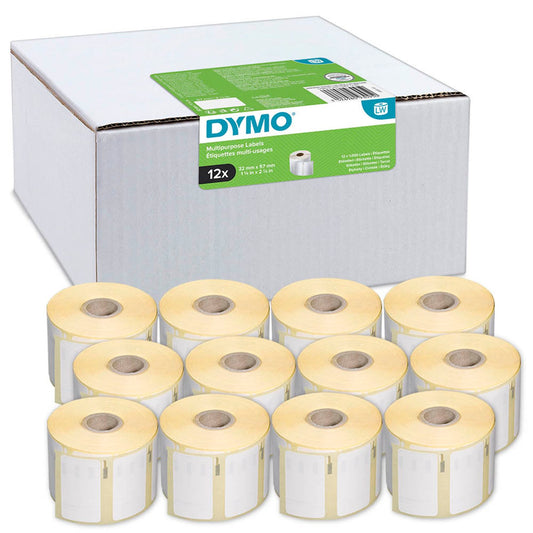DYMO Etikettenrollen für Etikettendrucker S0722540 weiß, 57,0 x 32,0 mm, 12 x 1000 Etiketten | 2093095 | 1 Pack = 12x 1.000 Etiketten