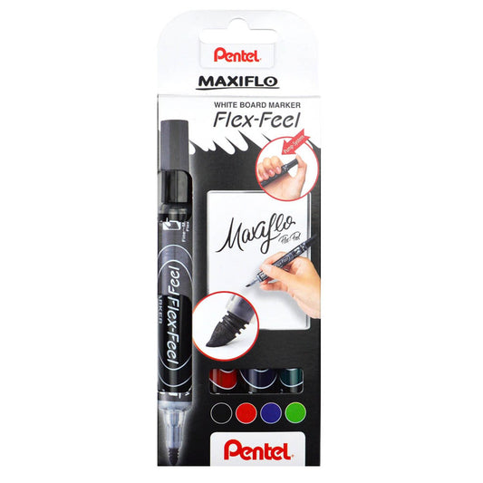 Pentel MAXIFLO Flex-Feel Set Whiteboard-Marker farbsortiert 2,0 - 5,0 mm | MWL5SBF-4N