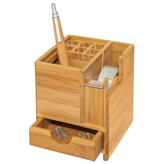 WEDO Schreibtisch-Organizer Bambus braun Bambus 4 Fächer 10,3 x 10,3 x 11,7 cm | 611707
