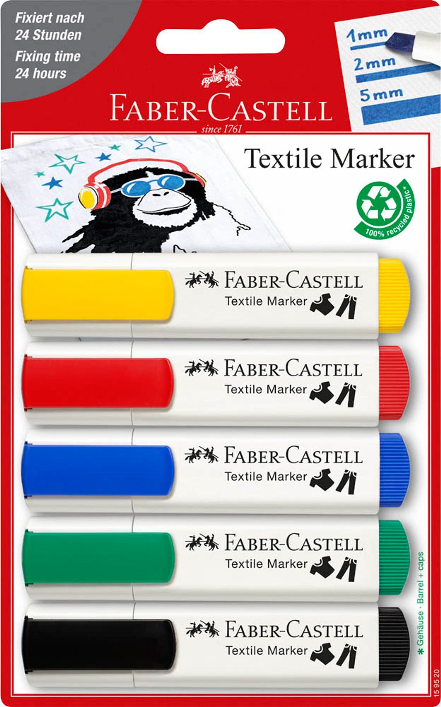 FABER-CASTELL Textilmarker farbsortiert 1,0 - 5,0 mm