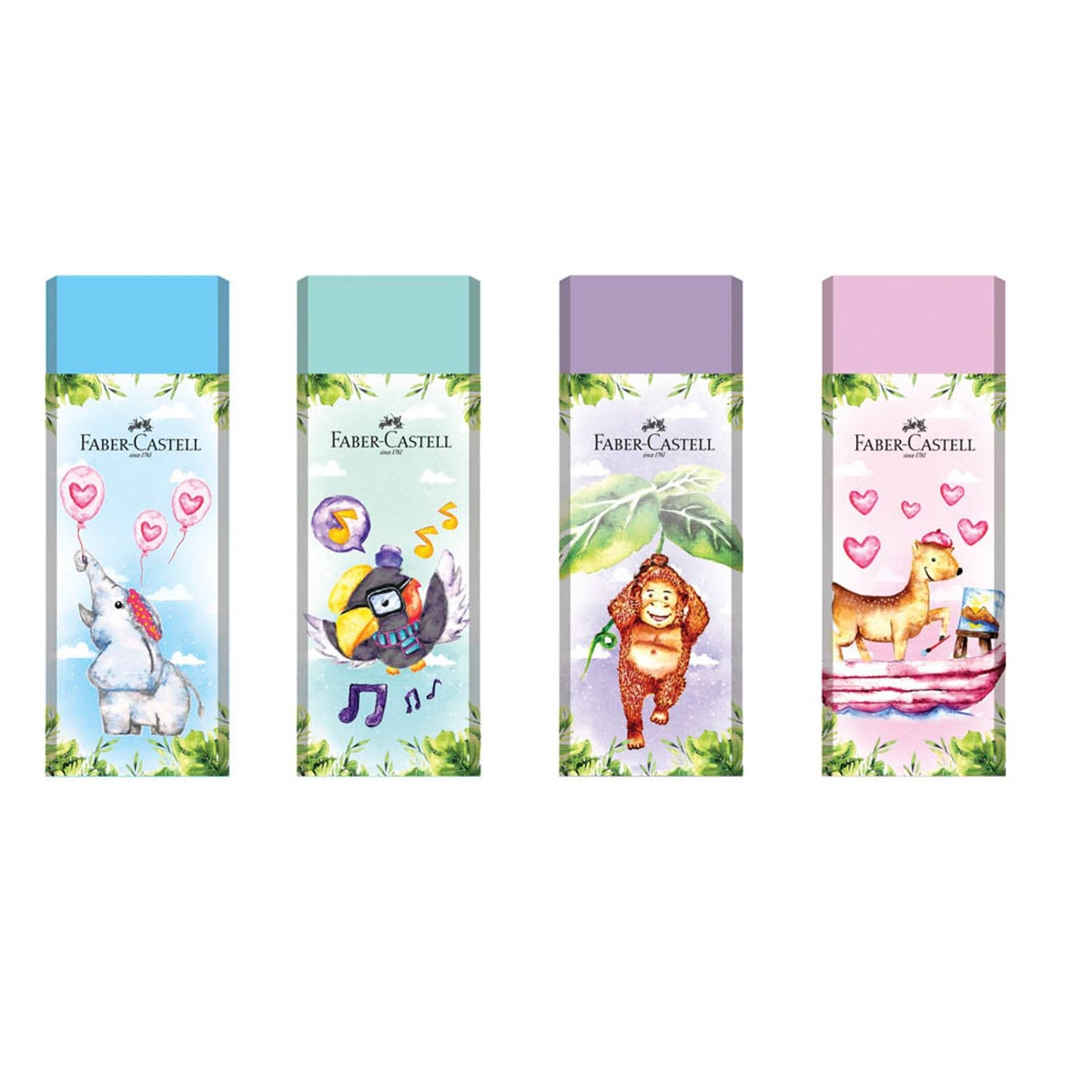 FABER-CASTELL Radiergummis Happy Jungle | 188737 | 1 Pack = 2 St.