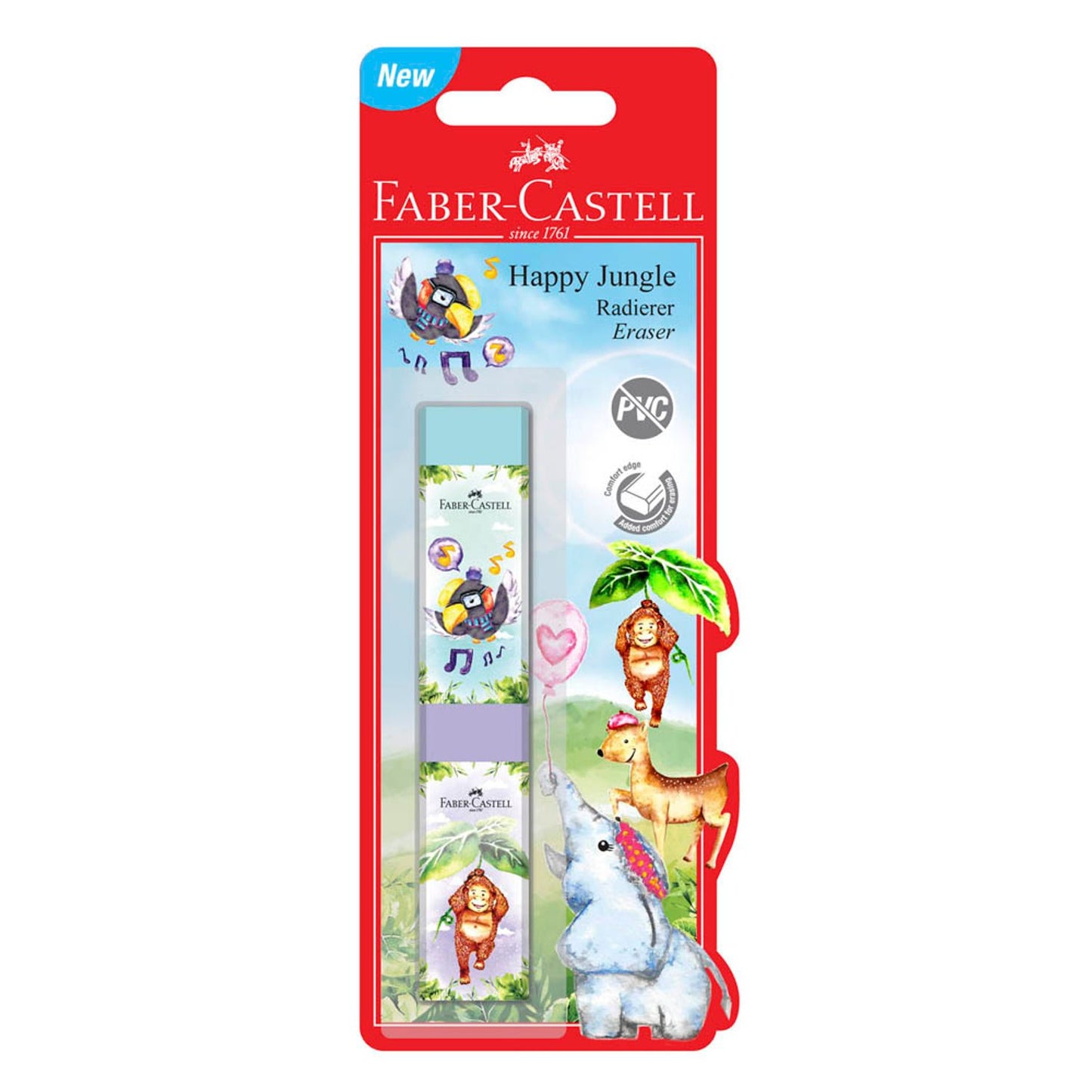 FABER-CASTELL Radiergummis Happy Jungle | 188737 | 1 Pack = 2 St.