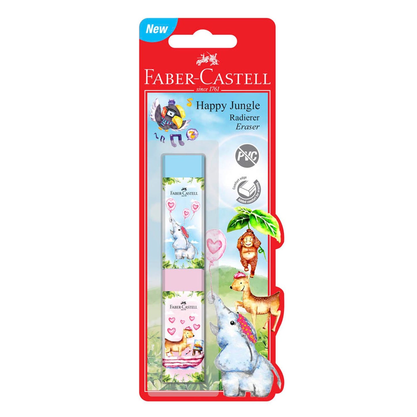 FABER-CASTELL Radiergummis Happy Jungle | 188737 | 1 Pack = 2 St.