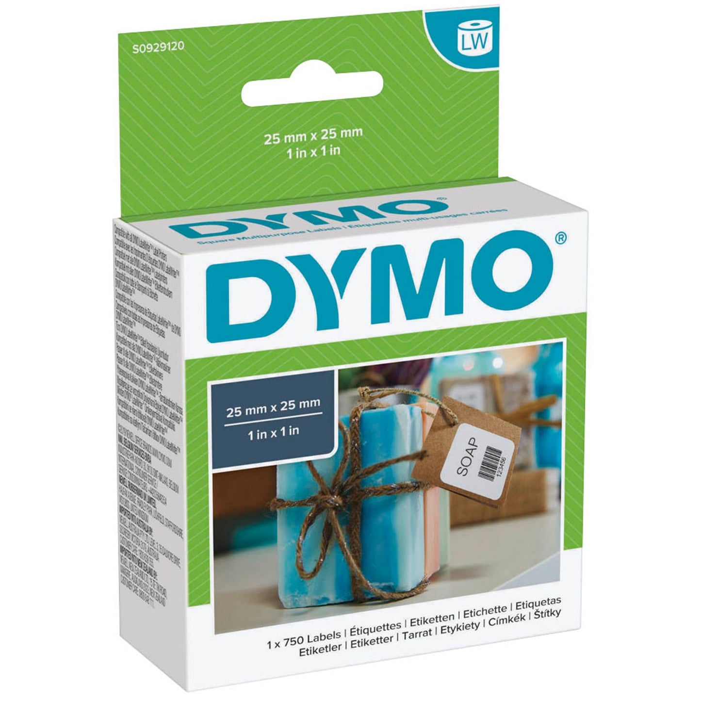 DYMO Etikettenrolle für Etikettendrucker weiß, 25,0 x 25,0 mm, 1 x 750 Etiketten | S0929120 | 1 Pack = 750 Etiketten