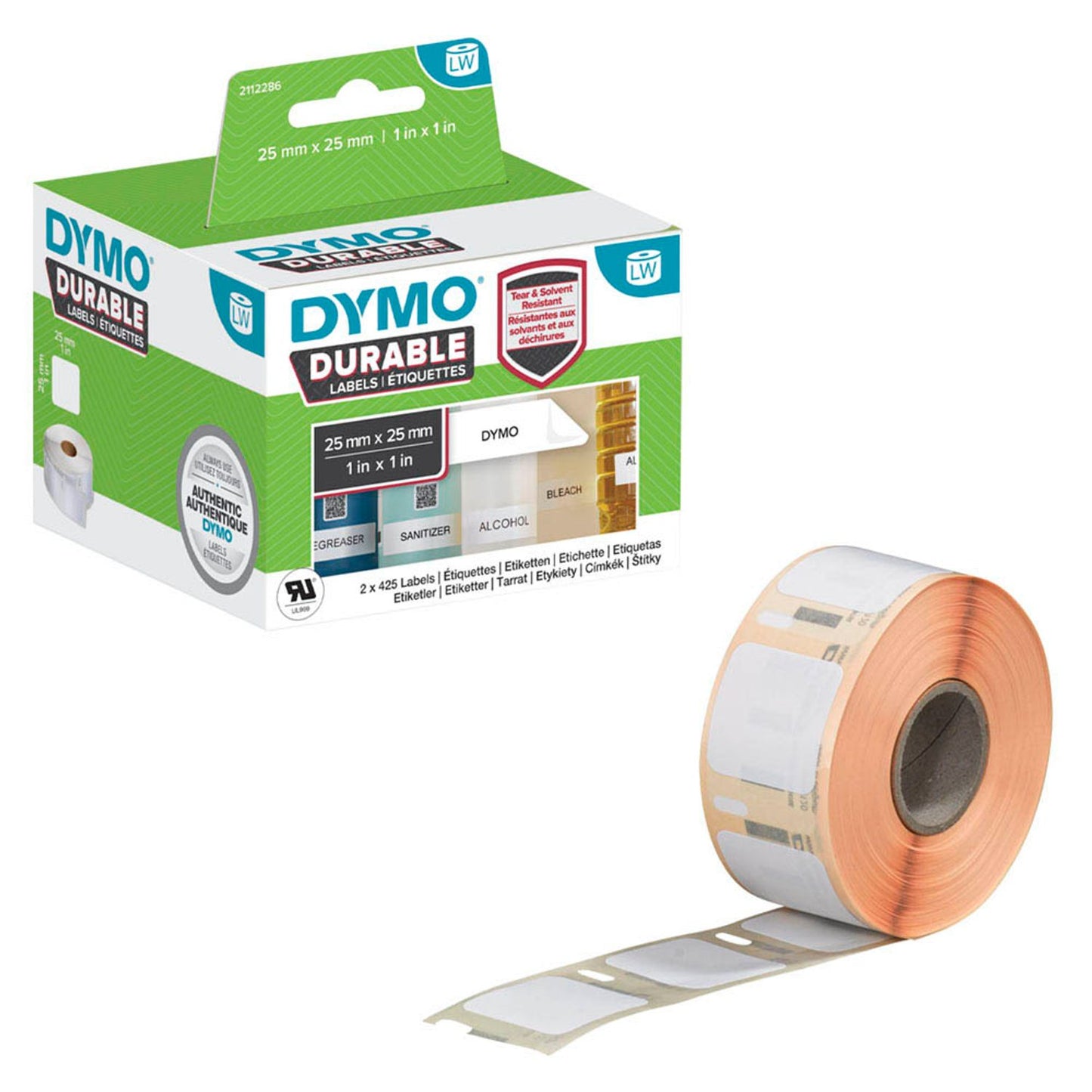 DYMO Etikettenrollen für Etikettendrucker 1933083 weiß, 25,0 x 25,0 mm, 2 x 850 Etiketten | 2112286 | 1 Pack = 2x 850 Etiketten