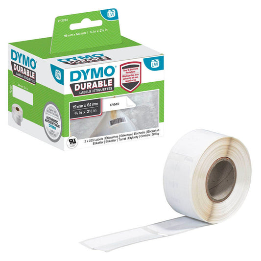 DYMO Etikettenrollen für Etikettendrucker 1933085 weiß, 19,0 x 64,0 mm, 2 x 450 Etiketten | 2112284 | 1 Pack = 2x 450 Etiketten