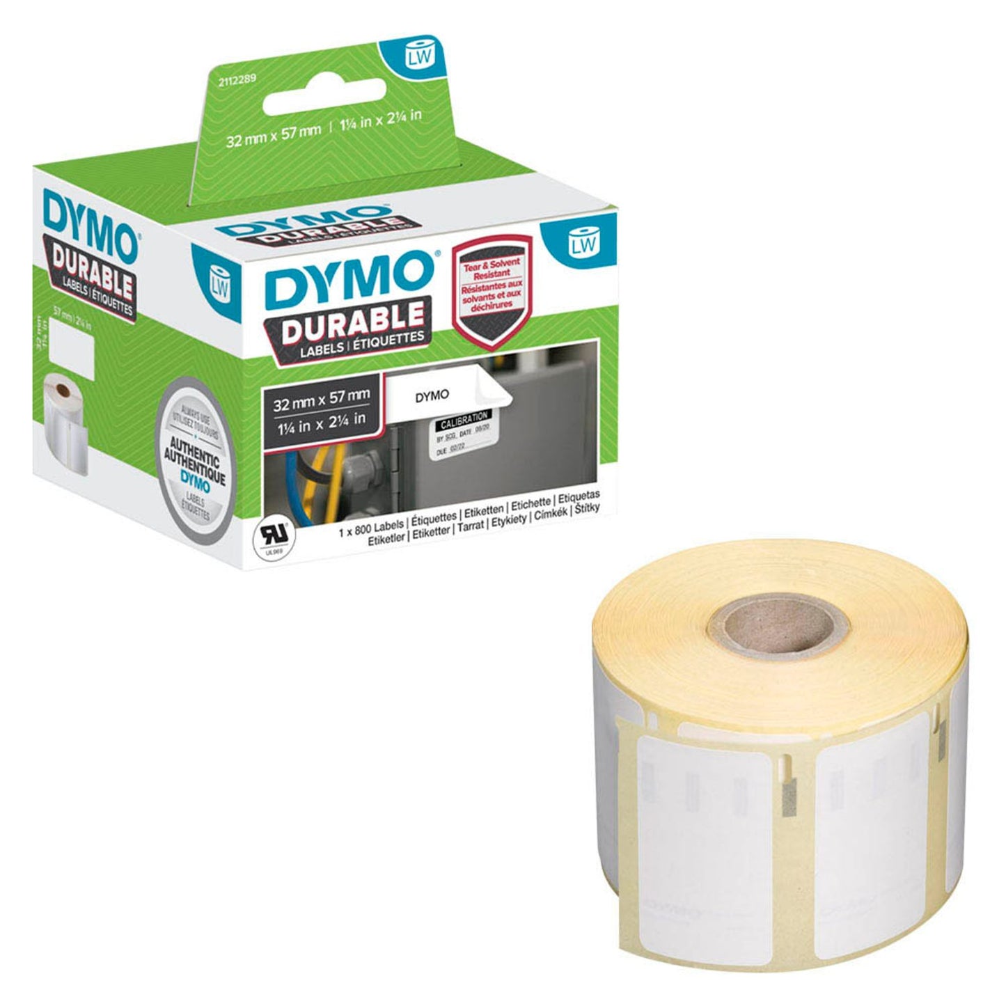DYMO Etikettenrolle für Etikettendrucker 1933084 weiß, 57,0 x 32,0 mm, 1 x 800 Etiketten | 2112289 | 1 Pack = 800 Etiketten