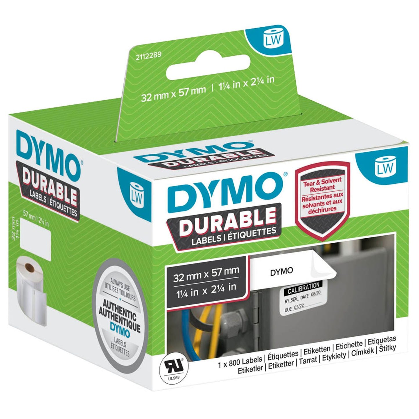 DYMO Etikettenrolle für Etikettendrucker 1933084 weiß, 57,0 x 32,0 mm, 1 x 800 Etiketten | 2112289 | 1 Pack = 800 Etiketten