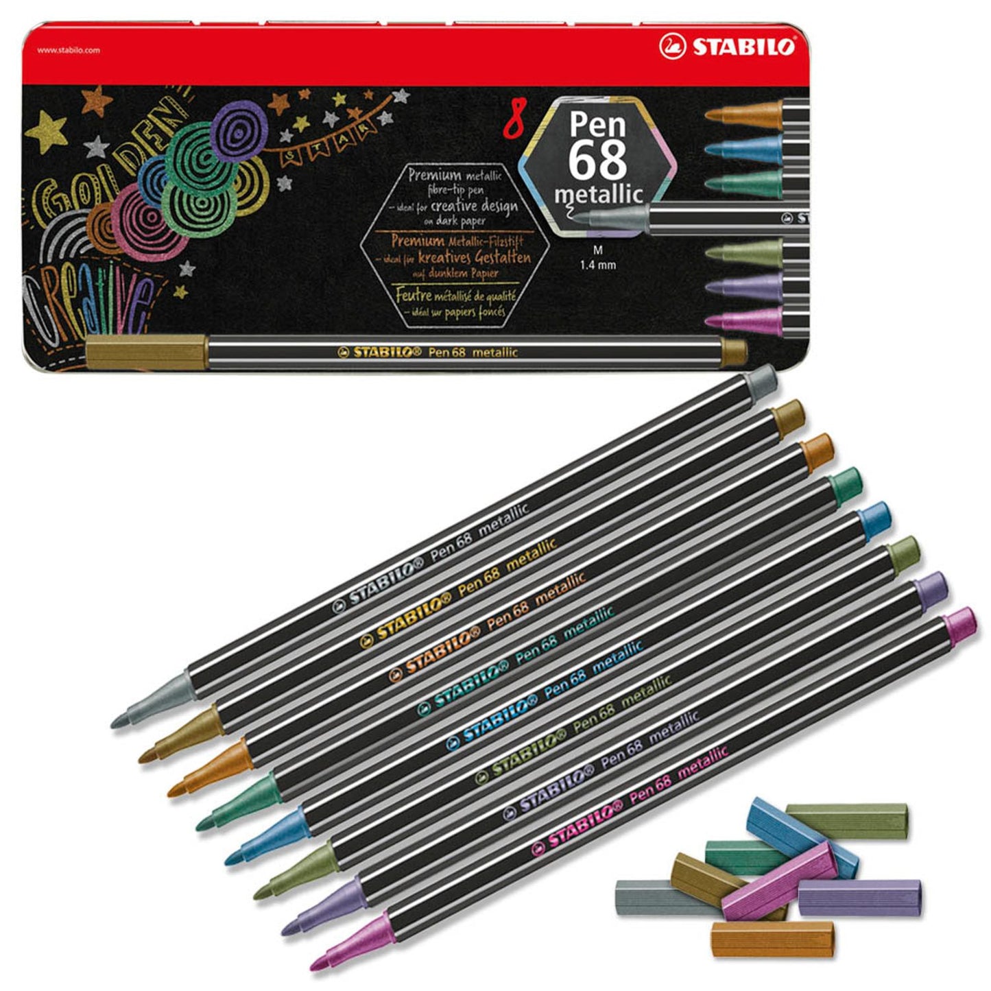 STABILO Pen 68 metallic Filzstifte farbsortiert, St.