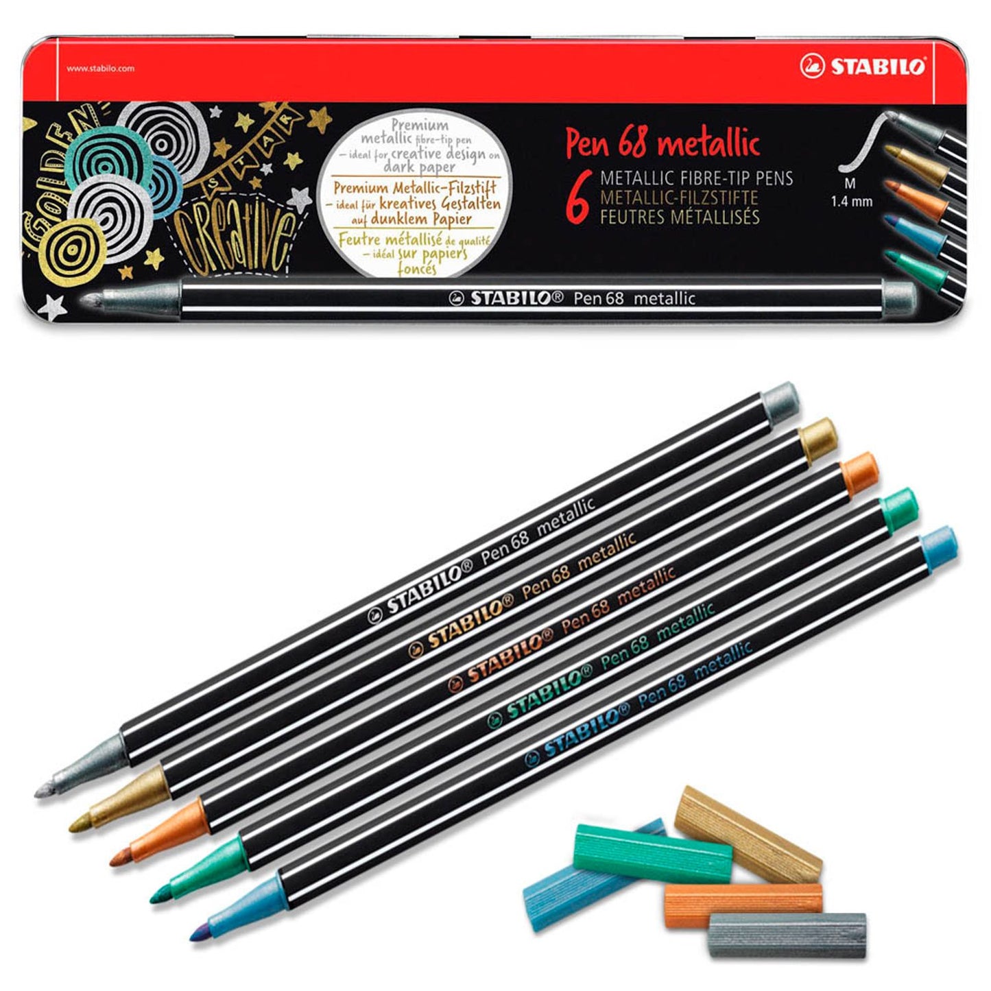 STABILO Pen 68 metallic Filzstifte farbsortiert, St.