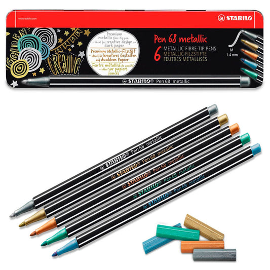 STABILO Pen 68 metallic Filzstifte farbsortiert, St.