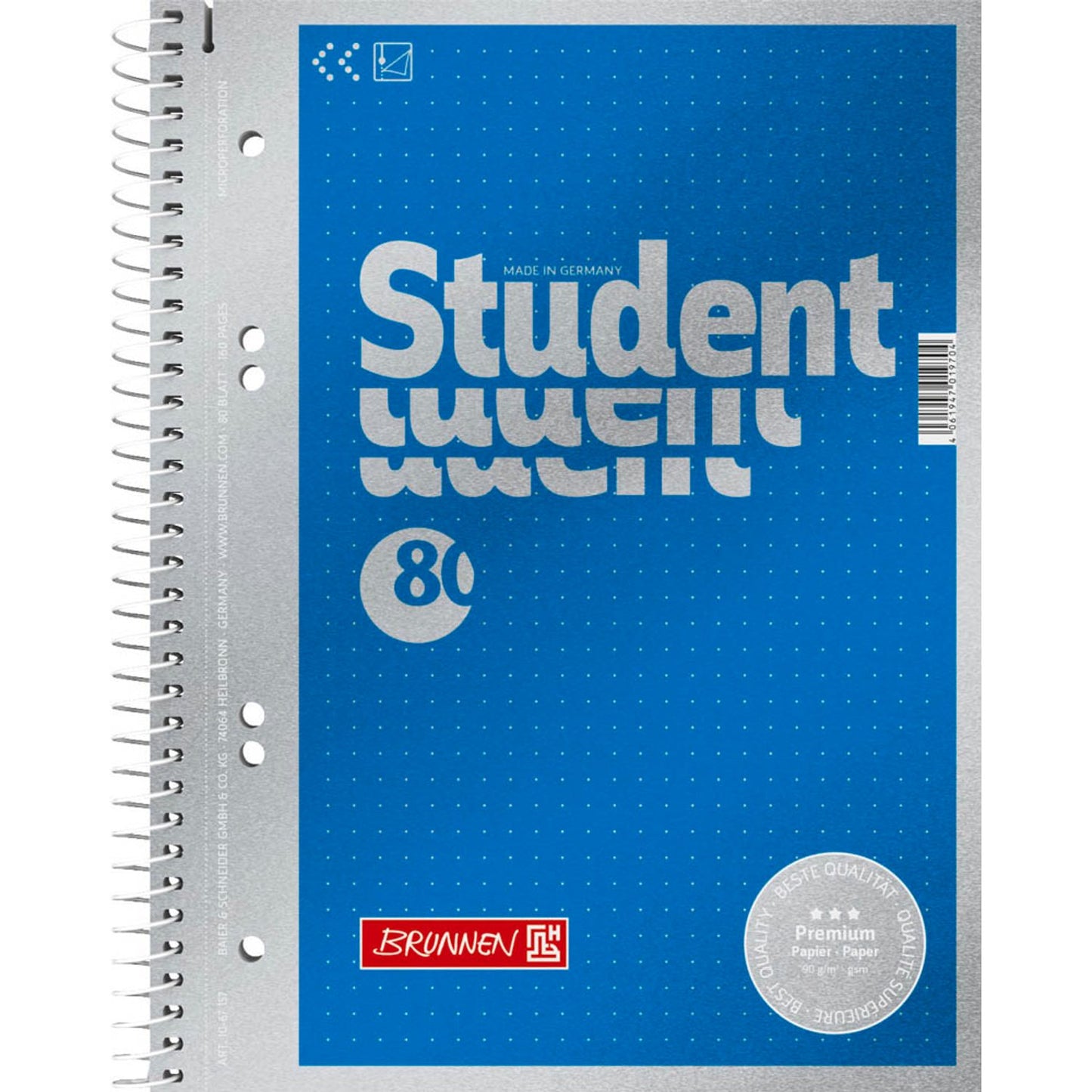 BRUNNEN Collegeblock Student Premium Kleinformat punktraster DIN A5 ohne Rand | 1067157