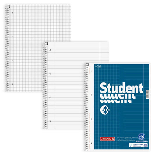BRUNNEN Collegeblock Student DUO Lineatur 27 und 28 liniert und kariert DIN A4 Innen- und Außenrand | 106781701