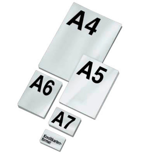 LMG Laminierfolien-Set glänzend für A4, A5, A6, A7, Kreditkartenformat 80 und 125 micron | LMGMUSTERSET | 1 Set = 500 St.