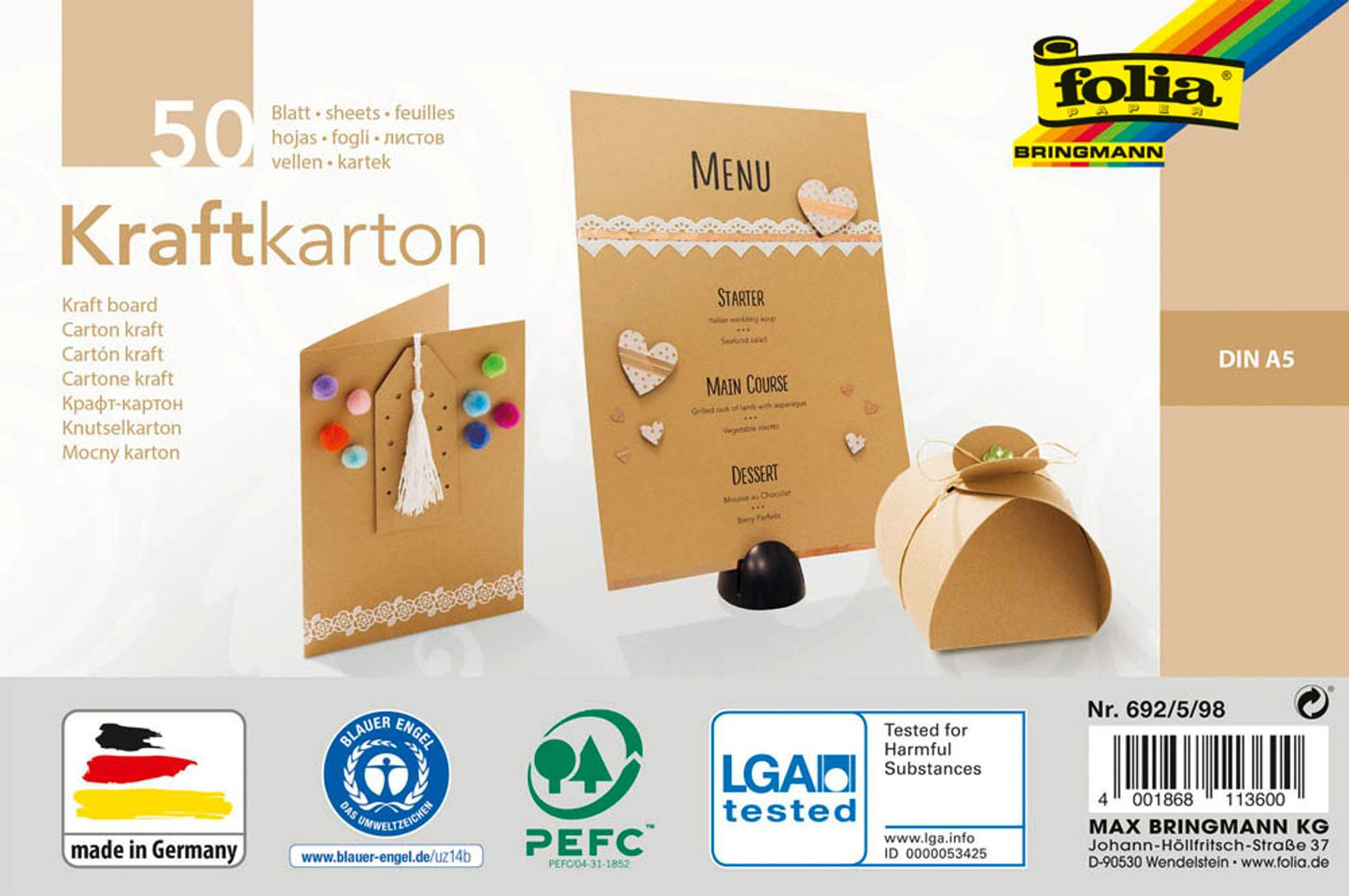 folia Kraftkarton braun 230 g/qm 50 Blatt