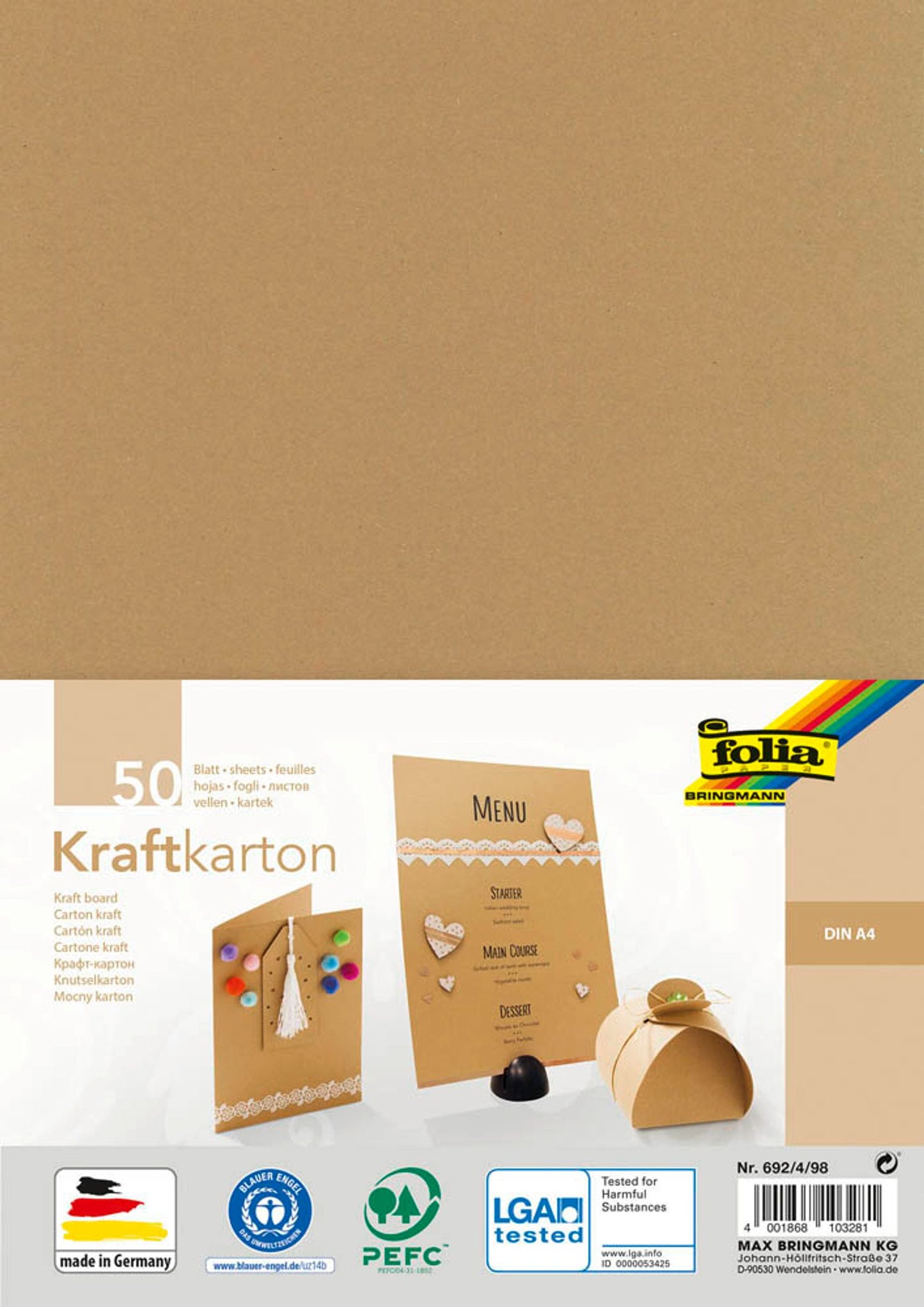 folia Kraftkarton braun 230 g/qm 50 Blatt