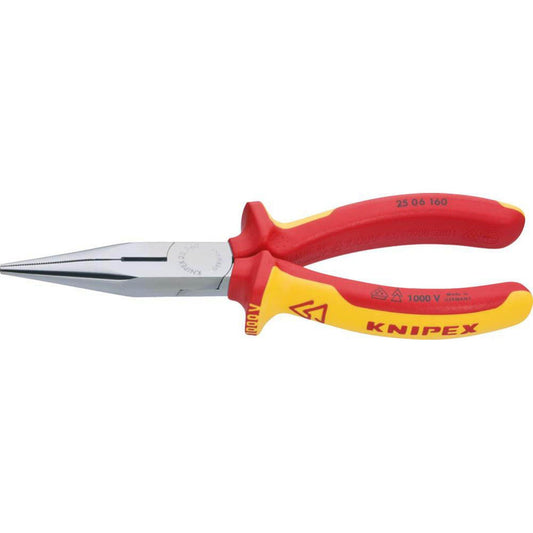 KNIPEX Flachrundzange VDE Radio verchromt 16,0 cm | 25 06 160
